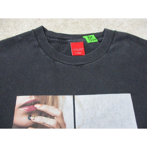 V/SUAL VISUAL Shirt Adult Extra Large Black Super Model Lips Nails Logo Mens - Picture 5 of 13